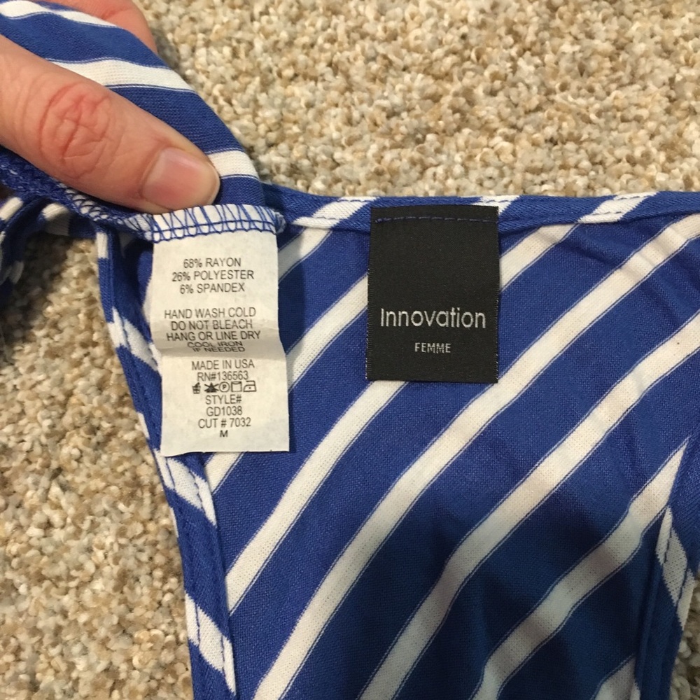 Blue and white racer back dress - Picture 2 of 3